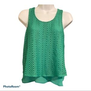 Candies double layer lace tank teal XS